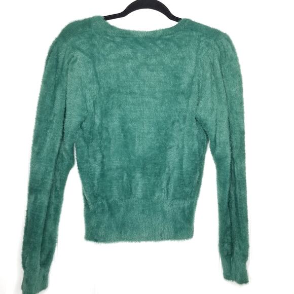 ASTR The Label Fuzzy Crop Sweater Green Size Large - Picture 9 of 12